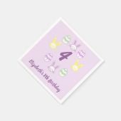 Lavender Oster 4. Geburtstag Serviette (Ecke)