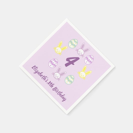 Lavender Oster 4. Geburtstag Serviette (Ecke)