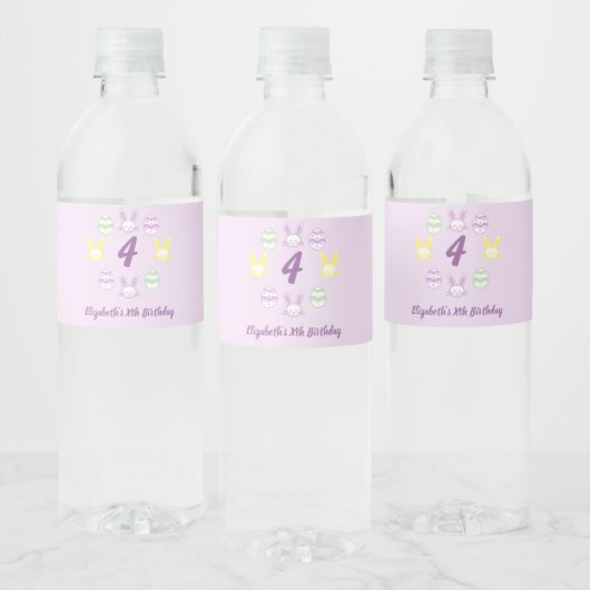 Lavender Oster 4. Geburtstag Wasserflaschenetikett (Flaschen)