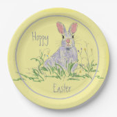 Lavender Ostersonnige Gelbe Hintergrund Pappteller (Vorderseite)