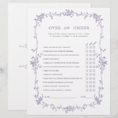 Lavender 'Over or Under' Bridal Shower Game (Vorne/Hinten)
