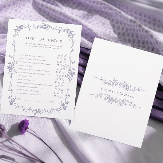 Lavender 'Over or Under' Bridal Shower Game