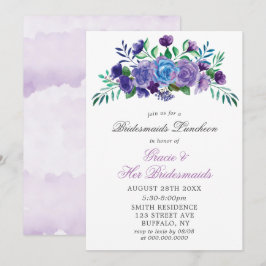 Lavender Paint Floral Bridesmaids Luncheon Invites
