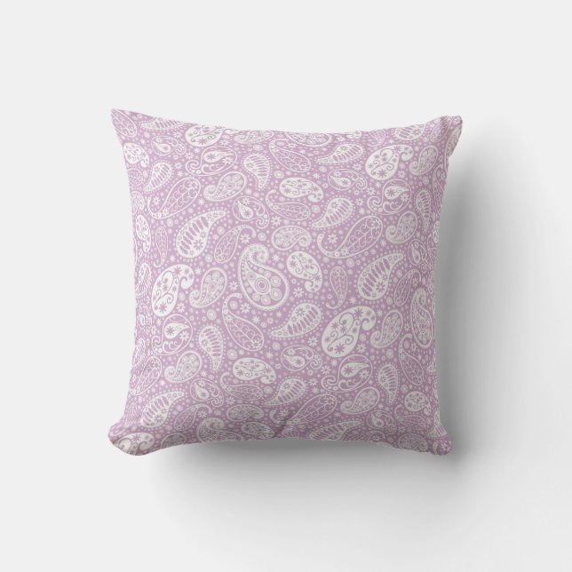 Lavender Paisley Throw Kissen (Vorderseite)
