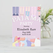 Lavender Pajama Party Einladung (Stehend Vorderseite)