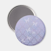 Lavender Pale Blue Butterfats Damask Magnet (Vorderseite/Rückseite)