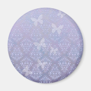 Lavender Pale Blue Butterfats Damask Magnet