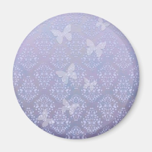 Lavender Pale Blue Butterfats Damask Magnet (Vorne)