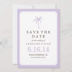 Lavender Palm Tree Wedding Save the Date