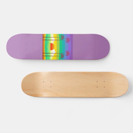 Lavender Palm Trees Summer Skateboard (Horizontal)