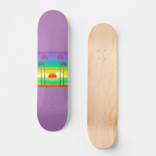 Lavender Palm Trees Summer Skateboard (Vorderseite)
