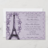 Lavender Paris Grunge Einladung zur Hochzeit (Vorderseite)