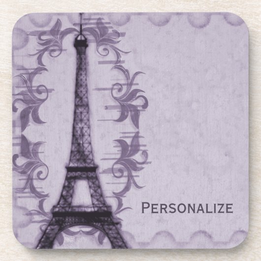 Lavender Paris Grunge Untersetzer (Vorderseite)