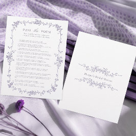 Lavender 'Pass the Poem' Bridal Shower Game