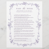 Lavender 'Pass the Poem' Bridal Shower Game (Vorderseite)