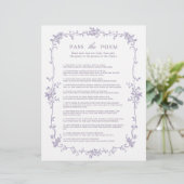 Lavender 'Pass the Poem' Bridal Shower Game (Stehend Vorderseite)