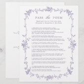 Lavender 'Pass the Poem' Bridal Shower Game (Vorne/Hinten)