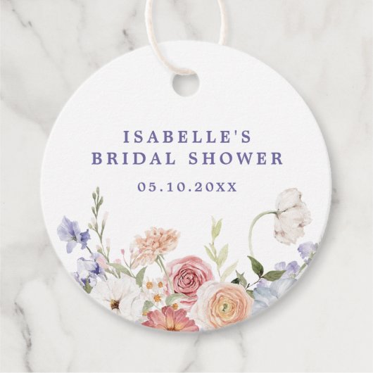 Lavender Pastel Spring Floral Brautparty Geschenkanhänger (Vorderseite)