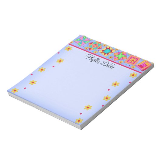 Lavender Patchwork Quilt Block Art Notizblock (Rotiert)