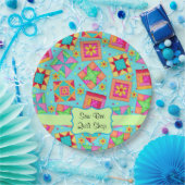 Lavender Patchwork Quilt Block Name Happy Birthday Pappteller (Party)