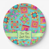 Lavender Patchwork Quilt Block Name Happy Birthday Pappteller (Vorderseite)