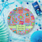 Lavender Patchwork Quilt Blockname Happy Birthday Pappteller (Party)