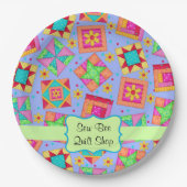 Lavender Patchwork Quilt Blockname Happy Birthday Pappteller (Vorderseite)