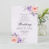Lavender Peach Blossom Arch Wedding Einladung (Stehend Vorderseite)