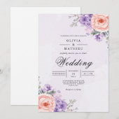 Lavender Peach Blossom Arch Wedding Einladung (Vorne/Hinten)