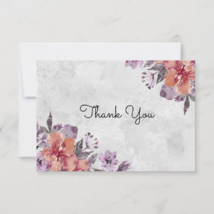 Lavender Peach Floral Watercolor Hochzeit Dankeskarte