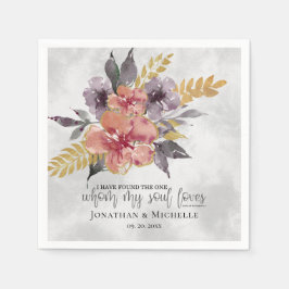 Lavender Peach Gold Floral Bible Verse Hochzeit Serviette