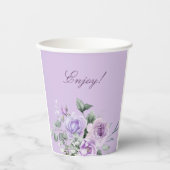 Lavender Peony Floral Brautparty Pappbecher (Vorderseite)