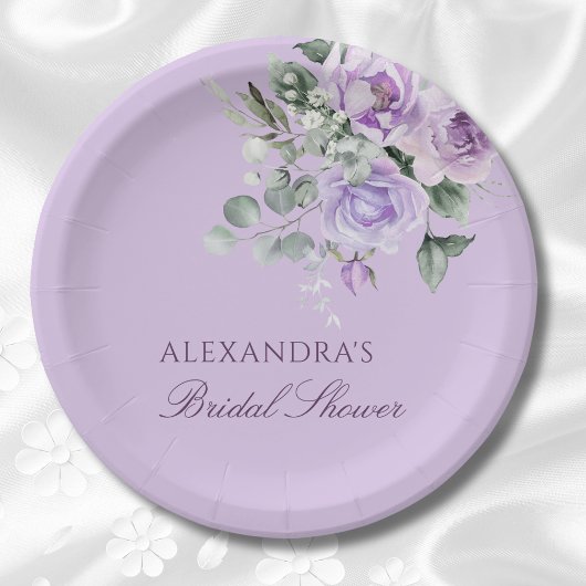 Lavender Peony Watercolor Brautparty Pappteller