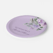 Lavender Peony Watercolor Brautparty Pappteller (Schrägansicht)