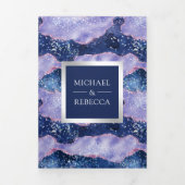 Lavender Periwinkle Agate Marble QR Code Wedding Dreifach Gefaltete Einladung (Cover)