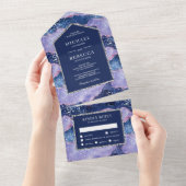 Lavender Periwinkle Glitzer Agate Marble Wedding All In One Einladung (Abreißen)