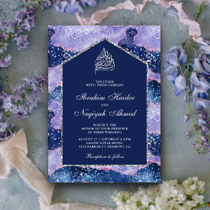 Lavender Periwinkle Marble Arch Muslime Hochzeit Einladung