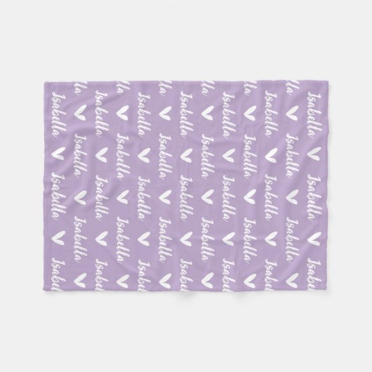Lavender Personalisierte Name Blanket mit Herz Fleecedecke (Vorderseite (Horizontal))