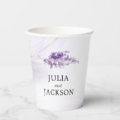Lavender Personalisierte Wasserfarbenhochzeit Pappbecher (Vorderseite)