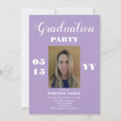 Lavender Photo Graduation Party Invitation Einladung (Vorderseite)