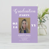 Lavender Photo Graduation Party Invitation Einladung (Stehend Vorderseite)