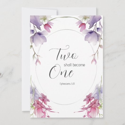 Lavender Pink Bläserbibel Christliche Cross-Hochze Einladung (Rückseite)