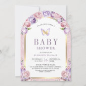 Lavender Pink Blues Butterfly Baby Dusche Einladung (Vorderseite)