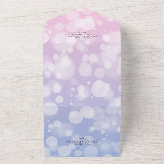 Lavender & Pink Bokeh Modernes Abendessen All In One Einladung (Außenbereich)