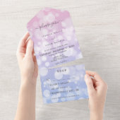 Lavender & Pink Bokeh Modernes Abendessen All In One Einladung (Abreißen)