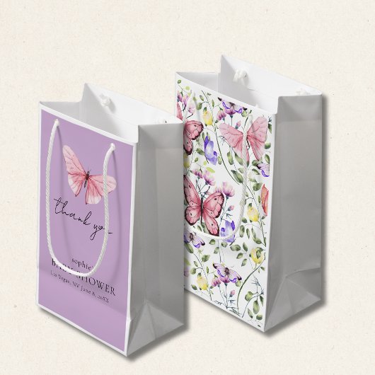 Lavender Pink Butterfly Greenery Baby Shower Kleine Geschenktüte