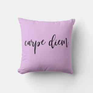 Lavender Pink Carpe Diem Elegantes Skript Kissen