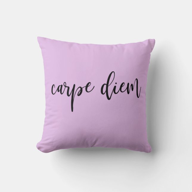 Lavender Pink Carpe Diem Elegantes Skript Kissen (Vorderseite)