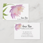 *~* Lavender Pink Elegante Wasserfarbe Peony Blume Visitenkarte (Vorne/Hinten)