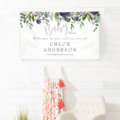 Lavender & Pink Floral Baby Dusche Willkommen Banner (Insitu)